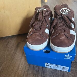 Adidas Women’s Chocolate Brown and White Sneakers